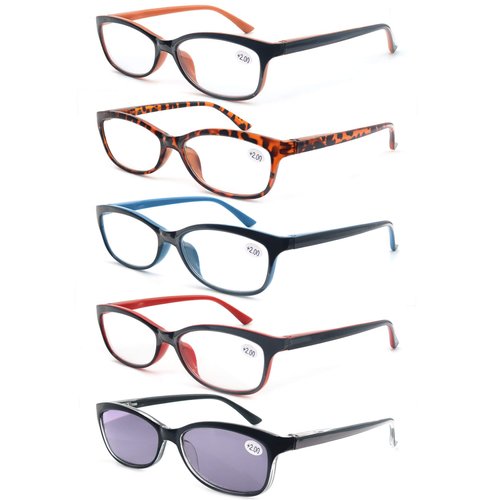 OLOMEE Women's Readers +3.50 Colorful Ladies Reading Glasses Cheaters Sunglasses Lightweight Comfortable Frame Read Outdoors 5 Pack