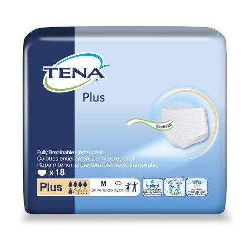 Tena Protective Underwear, Plus Absorbency-Size Medium Waist/Hip 34" - 44" - Case of 72