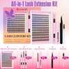 Lash Clusters Kit, Wispy Lash Clusters Natural Lash Extension Kit 144 Pcs Individual Lashes Cluster Eyelash Extension Kit, Lash Bond and Seal, Lash Remover, Lash Tweezers, Lash Brushes by EYDEVRO