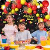 Cartoon Mouse Balloon Arch 125pcs Mouse Birthday Decorations-Red Black Yellow Balloon Garland, Birthday Banner, Mouse Theme Foil Fringe Curtains For Mouse Birthday Party Supplies
