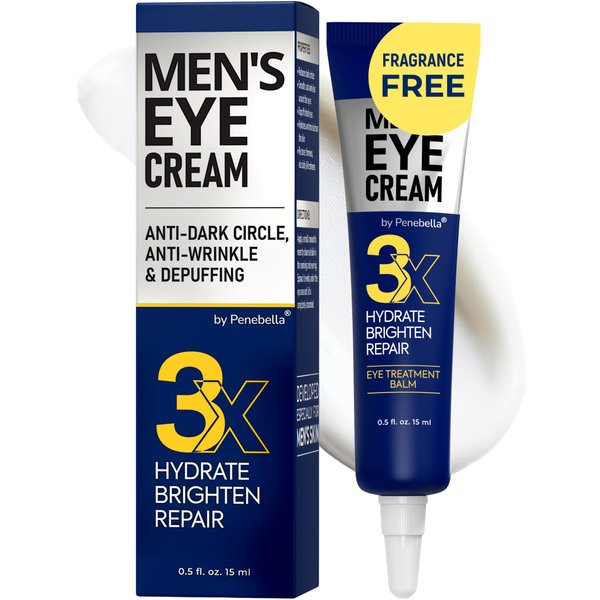 Mens Eye Cream - Eye Bags Treatment for Men & Wrinkle Reduction | Collagen, Vitamin B3, Peptides, 5% Caffeine – Mens Under Eye Cream Bag Remover – Puffy Eyes Treatment for Men