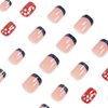 24Pcs Independence Day Press on Nails Short Square Blue French Tip Fake Nails Star Full Cover Red Nails Gel Glue on Nails Glitter False Nails 4th of July Nails for Women Acrylic Nails Decorations