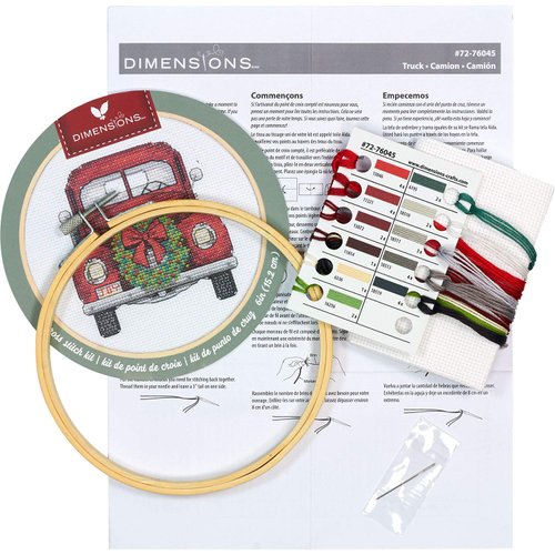 Dimensions Vintage Truck Christmas Counted Cross Stitch Kit, 6" D, White 14 Cnt. Aida 5