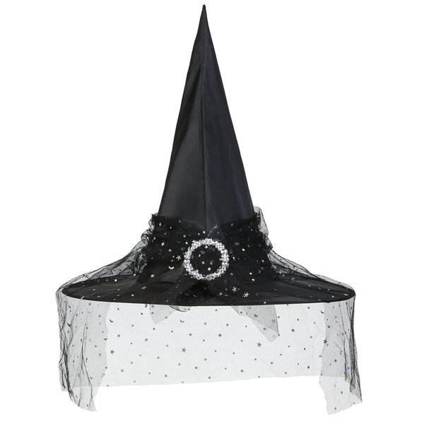 Edoneery Halloween Witch Hat,Women Witch Hats,Halloween Party Supplies Witches Hat,Mesh Lace Wizard Hat