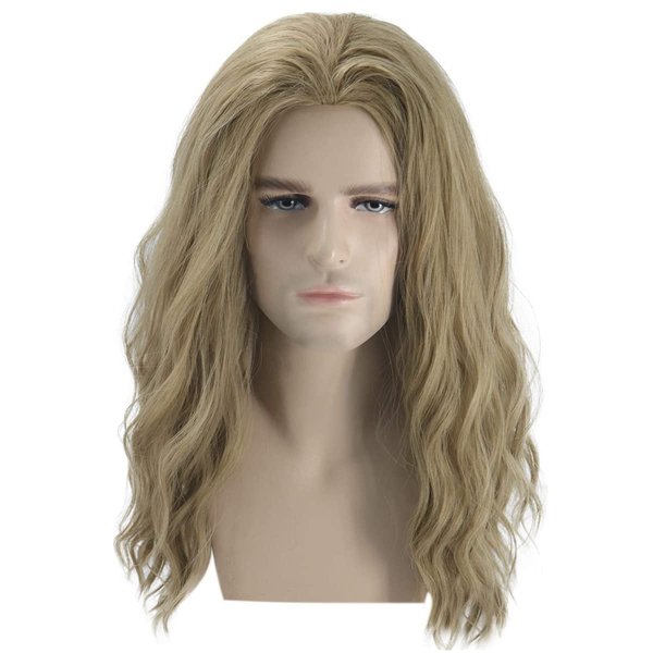 MAGQOO Blonde Wig for Men Long Curly Ash Blonde Wig Dirty Blonde Cosplay Costume Wig