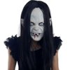 LUOEM Halloween Horror Grimace Ghost Mask Long Wig Hair Grudge Sadako Ghost Wig Creepy Scary Costume Mask for Halloween Party Supply