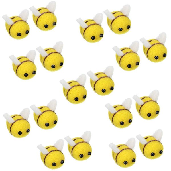 Minelife 18 Pieces Wool Felt Bee, Mini Craft Balls Bee Craft Ball Nursery for Baby Shower Nursery Tent Decoration DIY Craft