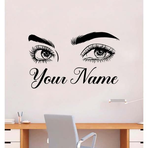 Custom Name Wall Decal Home Decor Art Sticker Vinyl Bedroom Boys Girls Teen Kids Quote Makeup Lashes Brows Beauty Brushes Lipstick Mascara Eyeshadow Business Logo Studio Customized
