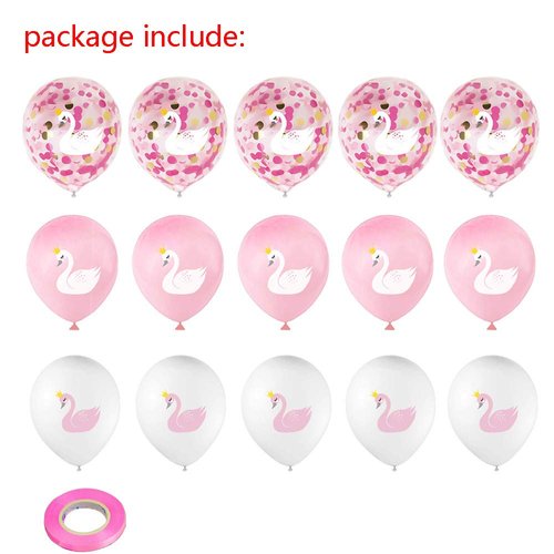 Swan Princess Balloons, 15 Pcs Pink and White Latex Balloons Swan Soiree Confetti Balloons for Wedding Birthday Girl Baby Shower Party Decoration