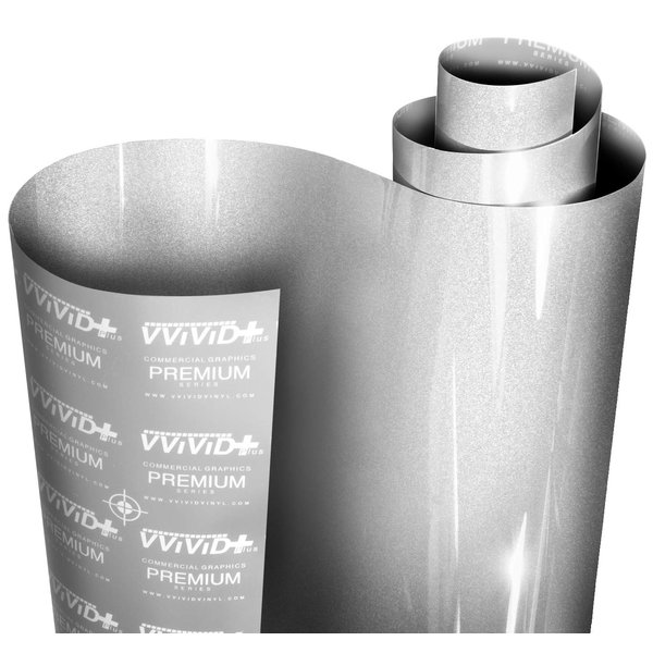 VViViD+ Ultra Gloss Silver Metallic Vinyl Car Wrap Premium Paint Replacement Film Roll with Nano Air Release Technology, Stretchable Protective Cap Liner, Self Adhesive, Indoor Outdoor (1ft x 60")