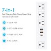 CCCEI Fast Charging QC 3.0 USB-A and PD 3.0 USB-C Ports Desk Clamp Power Strip Surge Protector 1200J, Desktop Widely Spaced Outlet Station, 6 FT Flat Plug, Fit 1.6 inch Tabletop Edge, 125V 12A 1500W.