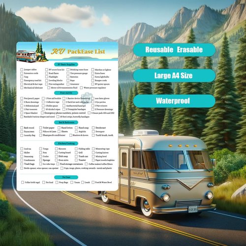 lovielf RV Equipment Checklist Packing List - Erasable Reusable Laminated & Double Sided | A4 Size 8.27" X 11.69" |