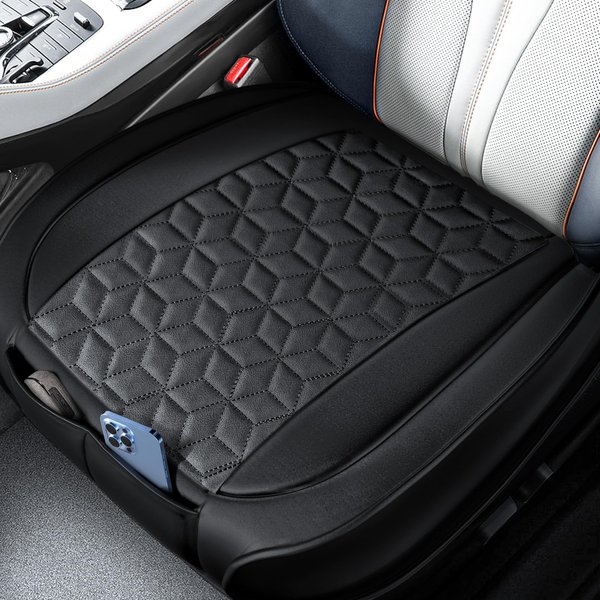 1 Pack Premium Car Seat Cover with 2X Thicker Sponge Padding For Ultra Comfort, Anti-Slip Faux Leather Seat Covers For Cars Front Seats, Waterproof Car Seat Protector Fits 95% Car, SUV, Truck (Black)