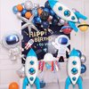 Blue Rocket Balloons, Space Balloons for Space Themed Party Decorations Rocket Mylar Balloon for Rocket Birthday Decorations 3 Pcs