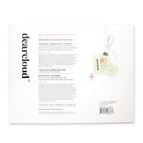 dearcloud Soft As Snow Foot Rescue Set - Foot Mask for Dry Cracked Feet + Moisturizing Foot Cream - Self Care Gift Set (Fresh Eucalyptus and Peppermint)