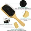 Boar Bristle HairBrush Combetter, Natural Wooden Paddle Brush Detangler Shine Smoothing Hair for Women Men Kids Curly Long Fine Dry Hair with Gift Box