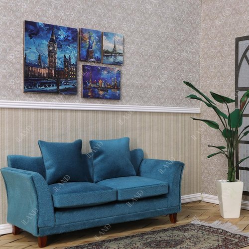 iLAND 1/12 Scale Accessories, 4 Miniature Dollhouse Pictures of Modern Famous Architecture w/Boards