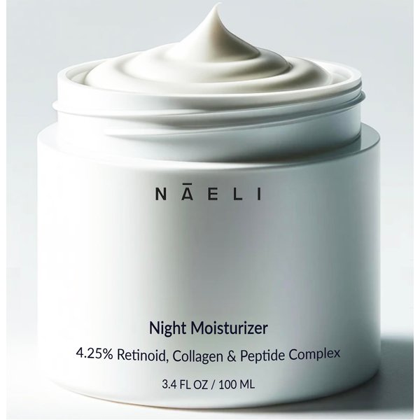 Retinoid Cream - 4.25% Retinol Night Moisturizer for Face & Neck with Collagen, Peptides & Hyaluronic Acid - Anti Aging Wrinkle Cream, Improves Skin Tone & Texture, 3.4 oz