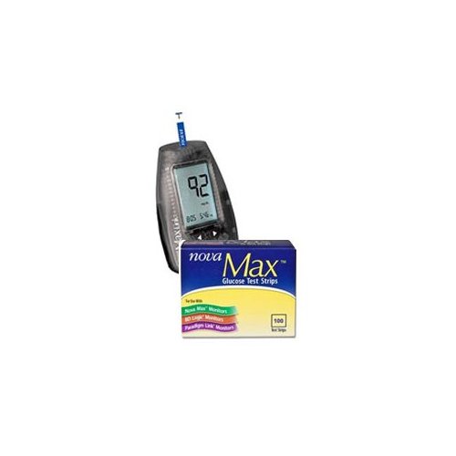 Free Nova Max Plus Diabetes Meter Kit with 100 Glucose Test Strips