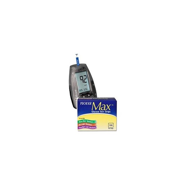 Free Nova Max Plus Diabetes Meter Kit with 100 Glucose Test Strips