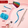 Xinnun 52 Pcs Colored Hair Feathers Extension Kit,Long Rainbow Synthetic Hair Feather False Hair Extension with 200 Pcs Silicone Lined Micro Ring, Crochet Hook, Hair Extension Remover Plier for Women