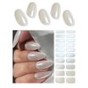 Wahrshei Semi Cured Gel Nail Strips, 20pcs White Pearl Shimmer Gel Nail Stickers Work with UV, Easy to Use and Remove