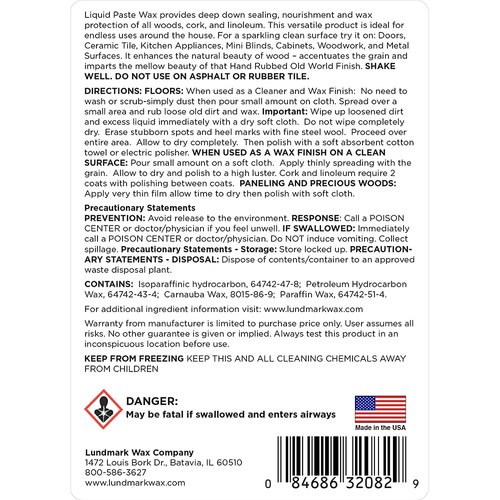 Lundmark Liquid Paste Wax with Carnauba Wax, 32-Ounce, 3208F32-6