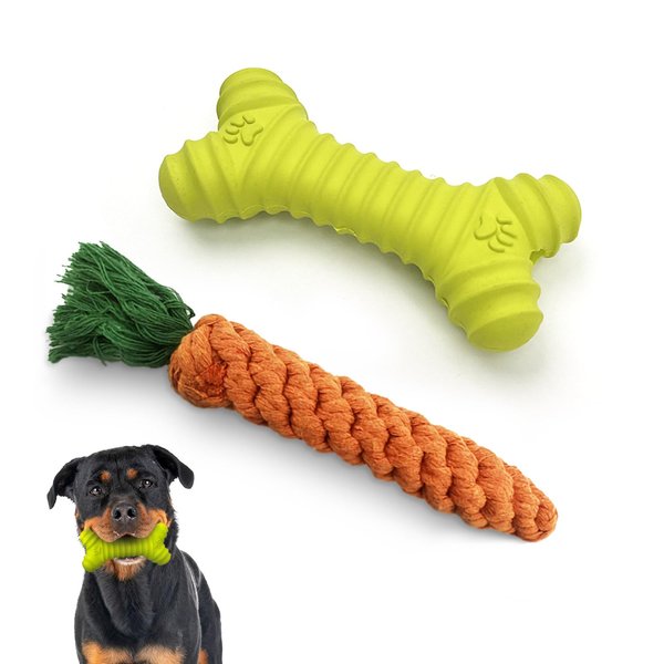 ZITNPOO Combination of squeaky rubber toys and cotton rope toys Plush toys for dogs Squeaky toys