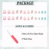 IMSOHOT Square Press on Nails Short French Tips Fake Nails Pink Blue Acrylic False Nails with Rainbow Designs Full Cover Glossy Glue on Nails for Women and Gilrs 24Pcs