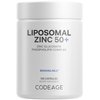 Codeage Liposomal Zinc Supplement – 3 Month Supply – One Per Day - 50 mg Zinc Gluconate Vitamin Pills - Essential Mineral Supplements Zinc Plus Liposomal Delivery Matrix – Vegan Non-GMO - 100 Capsules