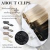 Moresoo Seamless Clip in Hair Extensions Human Hair Balayage Seamless Hair Extensions Clip ins Ombre Brown to Light Brown with Blonde PU Weft Clip in Human Hair Extensions 20inch 7Pcs/120G