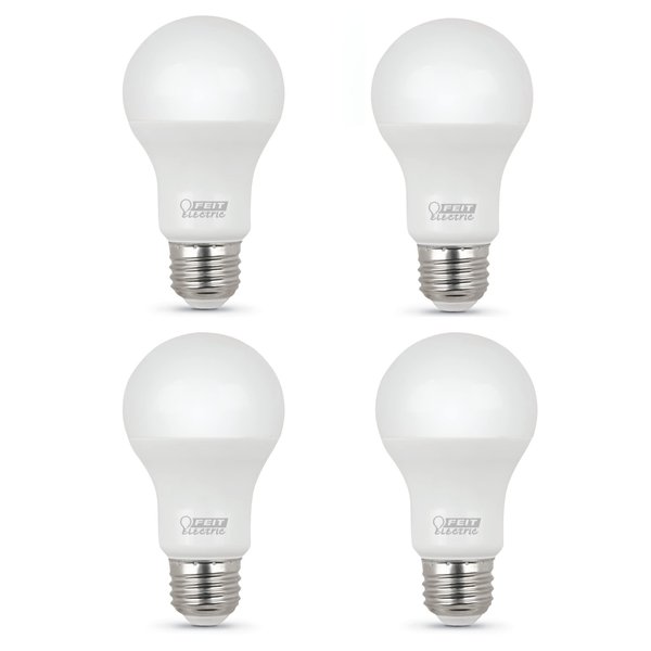 Feit Electric A19 LED Light Bulbs, 60W Equivalent, Non Dimmable, 800 Lumens, E26 Standard Base, 2700k Soft White, 80 CRI, 10 Year Lifetime, Energy Efficient, 4 Pack, A800/827/10KLED/4