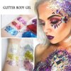 Body Glitter Gel 16 Color Sequins Glitter Gel Easy to Apply&Clean, Festival Glitter Christmas Makeup for Women Long Lasting Sparkling Suitable for Body, Face, Hair, Eyes Pink(Chunky Glitter)