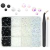 qiipii Pure Black White Jelly Resin Rhinestones for Crafting 3mm 4mm 5mm Flatback Transparent White AB Stones Bulk No-Hotfix Resin Gems Diamonds Crystals for Nails Eyes Face Makeup DIY Crafts Tumblers