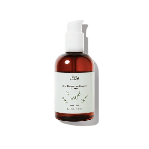 100% PURE Tea Tree Clear Complexion Cleanser Face Wash Natural Botanic Foam Acne Blemish Treatment Deep Skin Cleansing Pore Declogger - Vegan - 3.71oz