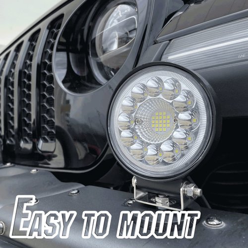 HOZILIFE Round LED Offroad Lights Pod, Fog Lights, 4.5 Inch 2pcs Spot Flood Combo Off-Road Lighting Driving Work Light 42W 4200LM 24/12 Volt LED Lights for Trucks Tractor ATV UTV Boats