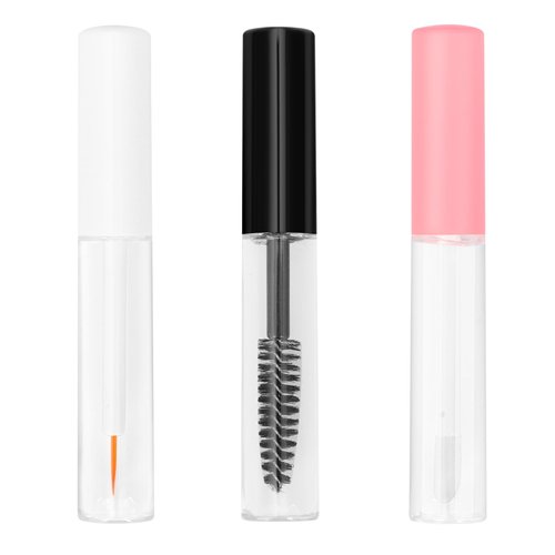 Acooruiteng Empty Mascara Tube 5ML Empty MascaraTube and Wand Glass Refillable Mascara Tube Portable Lip Gloss Tubes Transparent Empty Lip Gloss Tubes for Castor Oil DIY Cosmetics(3 Pcs)