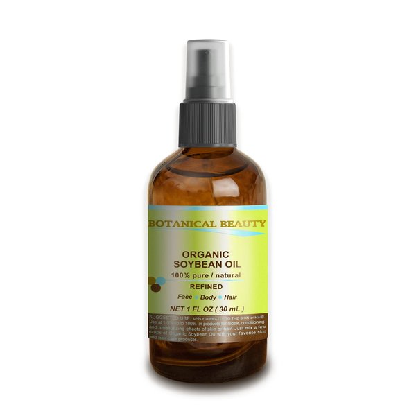 Botanical Beauty ORGANIC Soybean Oil, 100% Pure, Cold Pressed. 1 oz-30 ml. For Face, Hair and Body.