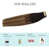 DOORES 20pcs 50g Hair Extensions Tape in Balayage Dark Brown to Chestnut Brown and Dirty Blonde Tape in Human Hair Extensions Real Hair Glue in Extensions Straight 16 Inch