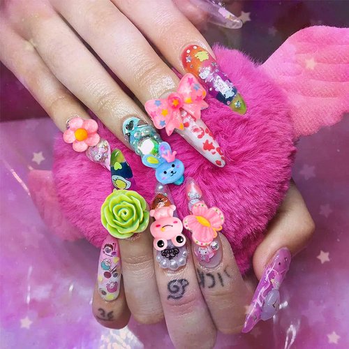 Mity rain Nail Charms-Slime Charms, 150pcs Kawaii Nail Charms Flatback Resin Charms, 3D Nail Charms for Nail Art Decorations Supplies