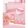 AMOOS Weekly Pill Organizer 2 Times a Day, Stylish Pill Box 7 Day AM PM with Large Compartments, Pill Case Easy to Use, BPA-Free Pill Container for Vitamins, Fish Oils, Supplements, Medicines, Pink