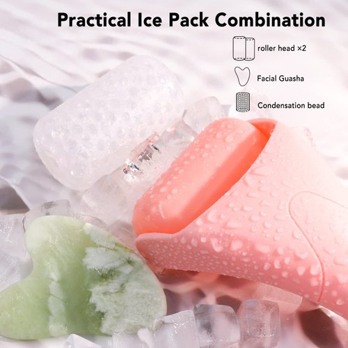 huefull Ice Roller for Face with 2 Rollers and Gua Sha Facial Tools, Face Roller for Self Care, Guasha Tool for Face, Puffiness Relief, Skin Care Gift for Men/Woman
