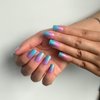 TENPAL Blue Purple Ombre Chrome Press on Nails Medium Square Gel Fake Nails With Glue Acrylic Nails Press ons With Sweet Cool Y2k Style 24pcs/Box Laser Metallic Mirror Glossy False Nails With Designs
