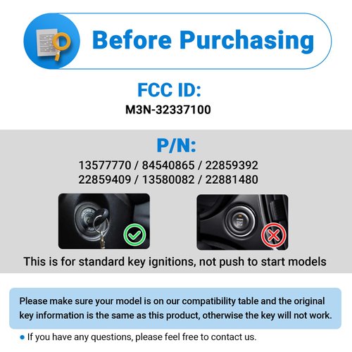 Key Fob Replacement Compatible with 2014-2020 Chevy Silverado GMC Sierra 1500 2500 3500 2500HD 3500HD | 2015-2021 GMC Canyon | 2015-2021 Chevrolet Colorado M3N32337100, Set of 1