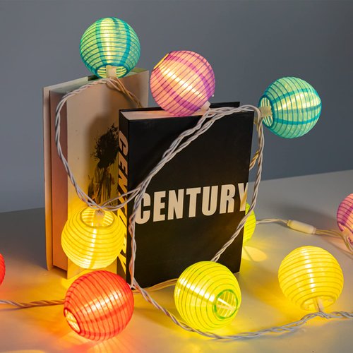 Vigdur Multicolor Lantern String Lights - 10 LED Hanging Lantern Lights Plug in Waterproof Connectable Indoor Outdoor Lights for Christmas Party Birthday Wedding Decor