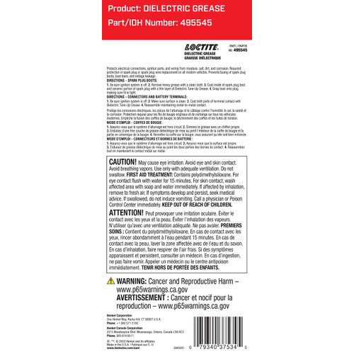 LOCTITE 37534 Dielectric Grease for Automotive: Provides Moisture-Proof Barrier, Prevents Voltage Leakage, For High-Energy Ignition Systems 0.33 oz. Tube (PN: 495545-37534)