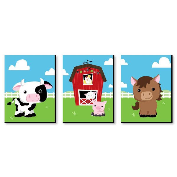 Big Dot of Happiness Farm Animals - Barnyard Nursery Wall Art and Kids Room Decorations - Gift Ideas - 7.5 x 10 inches - Set of 3 Prints