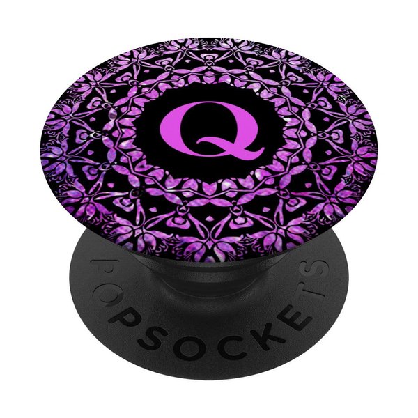 Cell Phone Pop Up Grip Holder,Monogram Mandala Pink Purple Q PopSockets Grip and Stand for Phones and Tablets