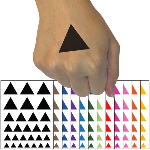 Triangle Solid Temporary Tattoo Water Resistant Fake Body Art Set Collection - Black (One Sheet)