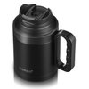 CIVAGO 50 oz Insulated Tumbler Mug with Lid and Straw, Vacuum Travel Coffee Mug with Handle, Double Wall Stainless Steel Water Cup Bottle, Black